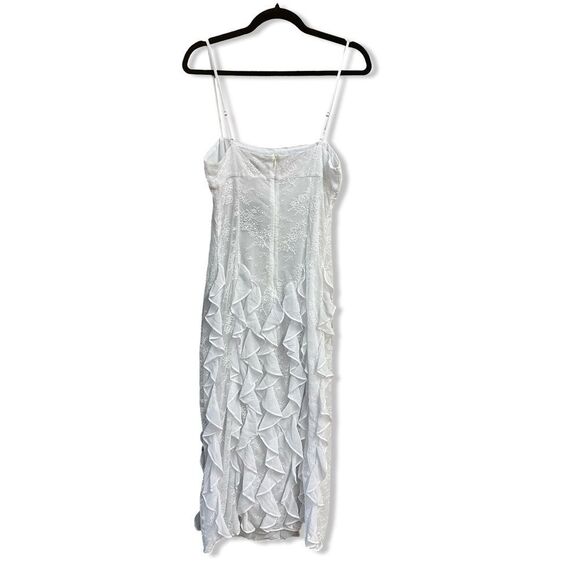 NBD Anila Midi Dress White Ruffle lace slip Revolve NWT Sz M - Picture 5 of 11